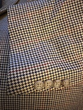 Brooks Brothers Houndstooth Brown Gray Tan Men's Sports Blazer Coat Size 48 L